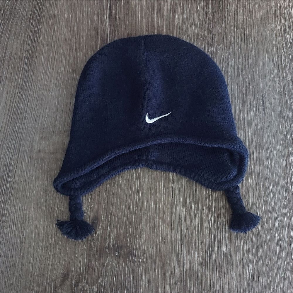 Nike Toddler Navy Blue Earflap Knit Beanie